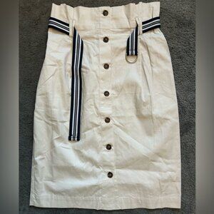 Cream Button-Down Midi Skirt sz L